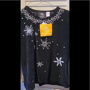 NWT VINTAGE Michael Simon jinglebell  Blizzard Top Large